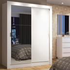 Clóset Denver 117 cm 2 Puertas Corredizas 1 Espejo Blanco Madesa