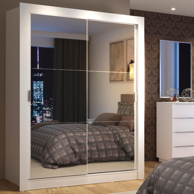 Closet Denver 2 Puertas Corredizas con Espejos Blanco 117 cm x 205 cm