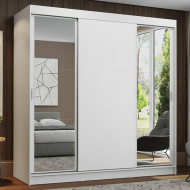 Clóset Reno 3 Puertas Corredizas 2 Espejos Blanco 180 cm x 205 cm x 54 cm
