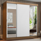 Clóset Reno 3 Puertas Corredizas 2 Espejos Marrón/Blanco 180 cm x 205 cm x 54 cm