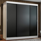 Clóset Reno 3 Puertas Corredizas 4 Cajones Blanco/Negro 180 cm x 205 cm x 54 cm