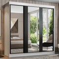 Clóset Reno 3 Puertas Corredizas con Espejos Blanco/Negro 180 cm x 205 cm x 54 cm