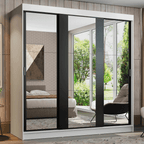 Clóset Reno 3 Puertas Corredizas con Espejos Blanco/Negro 180 cm x 205 cm x 54 cm