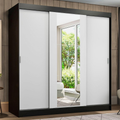 Clóset Reno 3 Puertas Corredizas 1 Espejo Negro/Blanco 180 cm x 205 cm x 54 cm