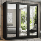 Clóset Reno 3 Puertas Corredizas con Espejos Negro 180 cm x 205 cm x 54 cm