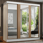 Clóset Reno 3 Puertas Corredizas con Espejos Blanco/Marrón 180 cm x 205 cm x 54 cm