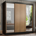 Clóset Reno 3 Puertas Corredizas 2 Espejos Negro/Marrón 180 cm x 205 cm x 54 cm