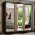 Clóset Reno 3 Puertas Corredizas con Espejos Negro/Marrón 180 cm x 205 cm x 54 cm