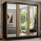 Clóset Reno 3 Puertas Corredizas con Espejos Negro/Marrón 180 cm x 205 cm x 54 cm
