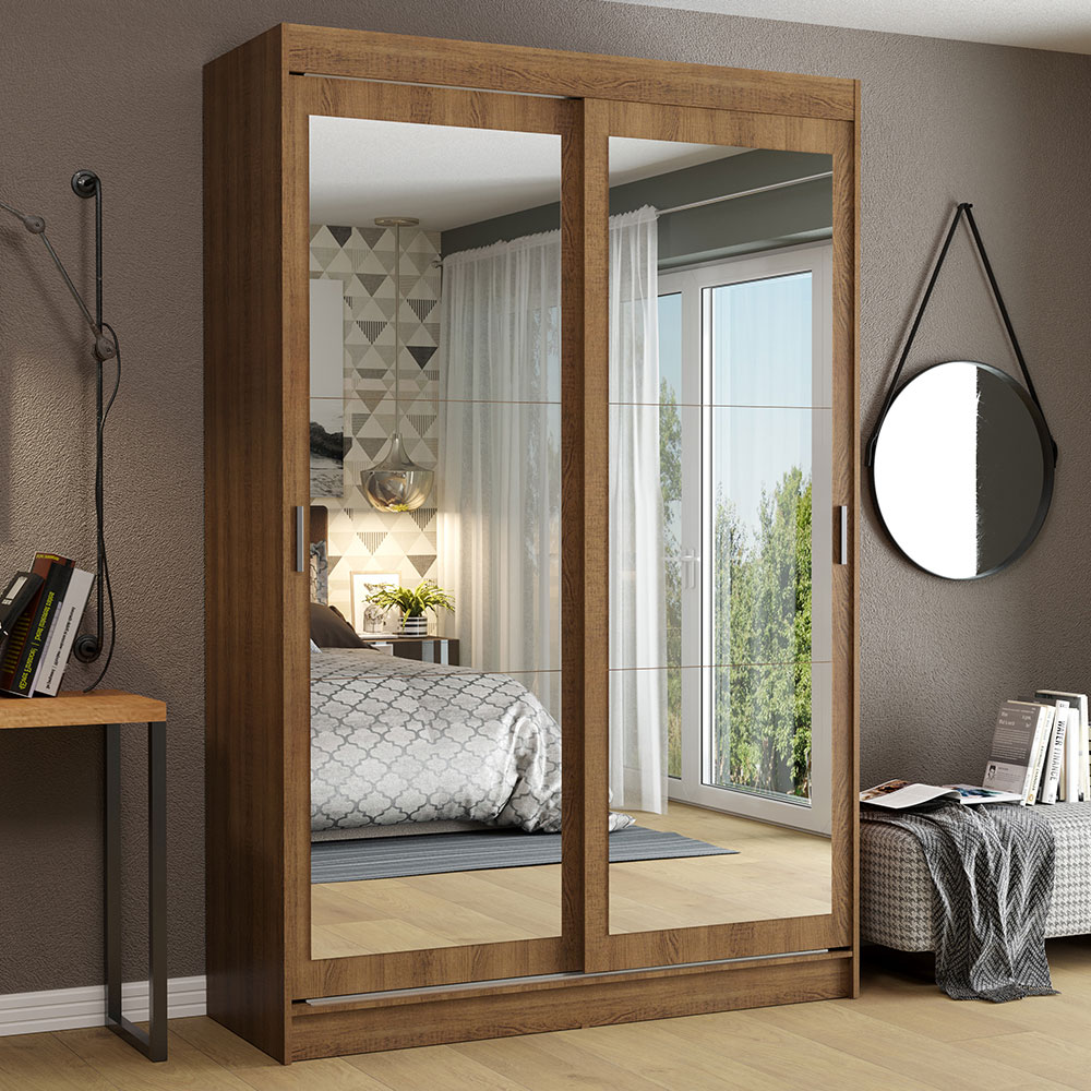 Clóset Tokio 2 Puertas Corredizas con Espejos Marrón 218 cm x 109 cm x 54 cm