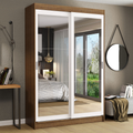 Clóset Tokio 2 Puertas Corredizas con Espejos Marrón/Blanco 218 cm x 109 cm x 54 cm