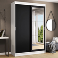 Clóset Tokio 2 Puertas Corredizas 1 Espejo Blanco/Negro 218 cm x 109 cm x 54 cm