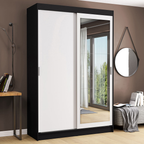 Clóset Tokio 2 Puertas Corredizas 1 Espejo Negro/Blanco 218 cm x 109 cm x 54 cm