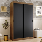 Clóset Tokio 2 Puertas Corredizas 2 Cajones Marrón/Negro 218 cm x 109 cm x 54 cm