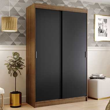 Clóset Tokio 2 Puertas Corredizas 2 Cajones Marrón/Negro 218 cm x 109 cm x 54 cm