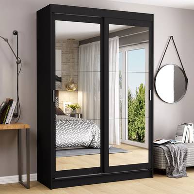 Clóset Tokio 109 cm 2 Puertas Corredizas con Espejos Negro Madesa