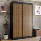 Clóset Tokio 2 Puertas Corredizas 2 Cajones Negro/Marrón 218 cm x 109 cm x 54 cm