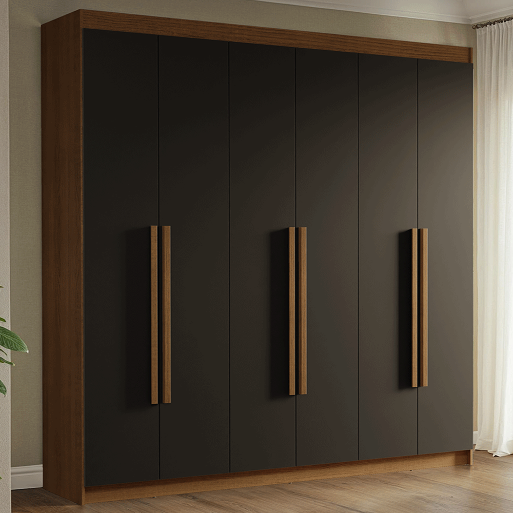 Closet Venus 6 Puertas 4 Cajones 2 Barrales MarrónNegro