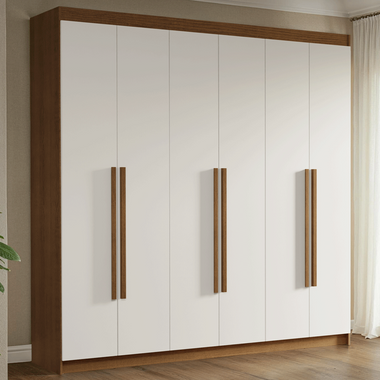 Closet Venus 6 Puertas 4 Cajones 2 Barrales MarrónBlanco