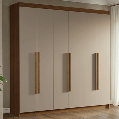 Closet Venus 6 Puertas 4 Cajones 2 Barrales MarrónCrema