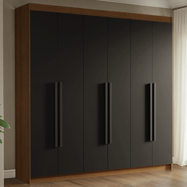 Closet Venus 6 Puertas 4 Cajones 2 Barrales MarrónNegro