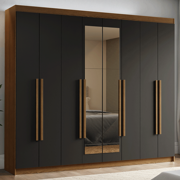 Closet Venus 8 Puertas 4 Cajones 2 Espejos MarrónNegro