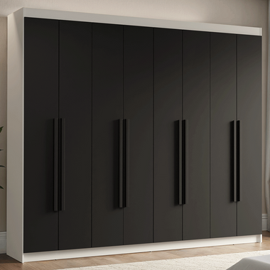 Closet Venus 8 Puertas 4 Cajones 2 Barrales BlancoNegro