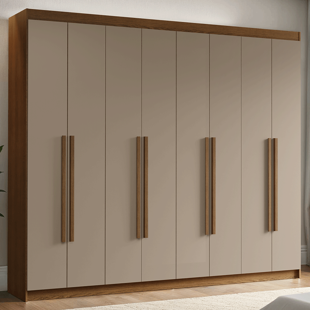 Clóset Venus 216 cm 8 Puertas 4 Cajones Marrón/Crema Madesa
