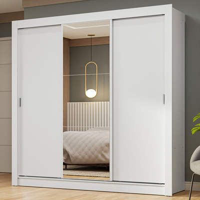Clóset Nobre 170 cm 3 Puertas Corredizas 1 Espejo Blanco Madesa