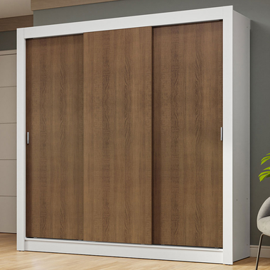 Clóset Nobre 3 Puertas Corredizas Blanco/Marrón 205 cm x 170 cm x 51 cm