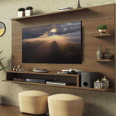 Centro de Entretenimiento Panel para TV Alfa 180 cm Hasta 60 Pulgadas Marrón Madesa