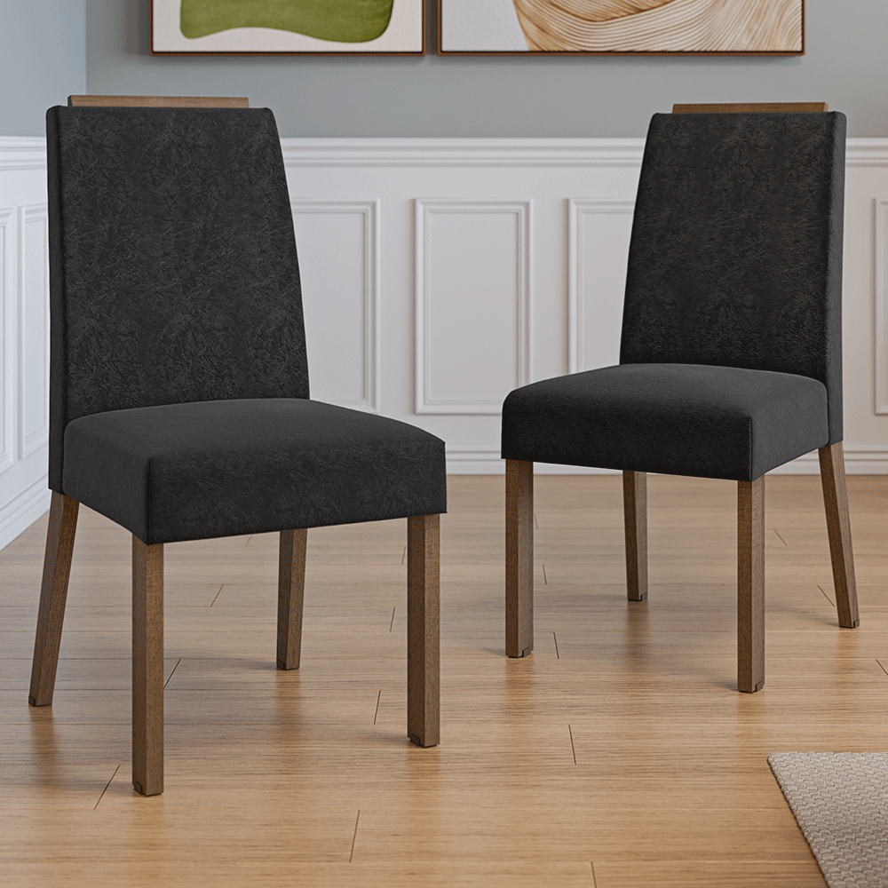 Kit 2 Sillas de Comedor Madesa 4255 Oxford con Borde Superior MarrónOxford