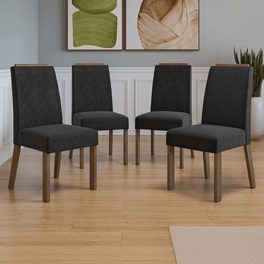 Kit 4 Sillas de Comedor Madesa 4255 Oxford con Borde Superior MarrónOxford