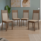 Kit de 4 Sillas de Comedor 4280 Marrón/Crema/Beige Madesa