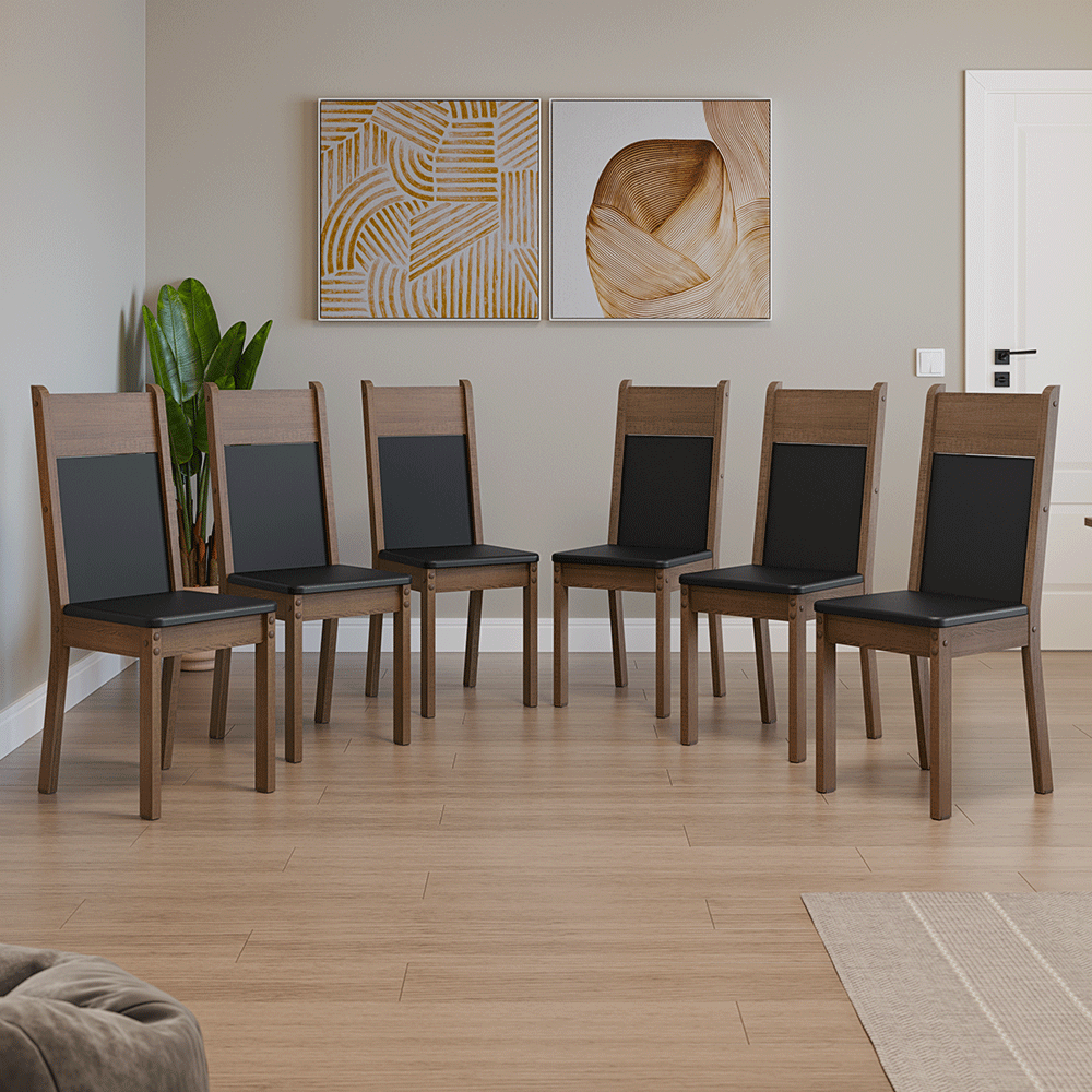 Kit con 6 Sillas de Comedor 4280 MarrónNegro