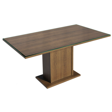 Mesa de Comedor Rectangular 6 Puestos con Tablero de Madera y Cristal Marrón