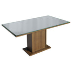 Mesa de Comedor Rectangular 6 Puestos con Tablero de Madera y Cristal Marrón/Gris Madesa