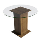 Mesa de Comedor con Encimera Redonda de Cristal Marrón Madesa