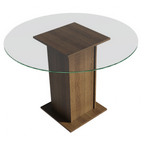 Mesa de Comedor con Encimera Redonda de Cristal Marrón