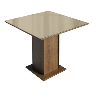 Mesa de Comedor Cuadrada 4 Puestos - Tablero de Madera y Cristal