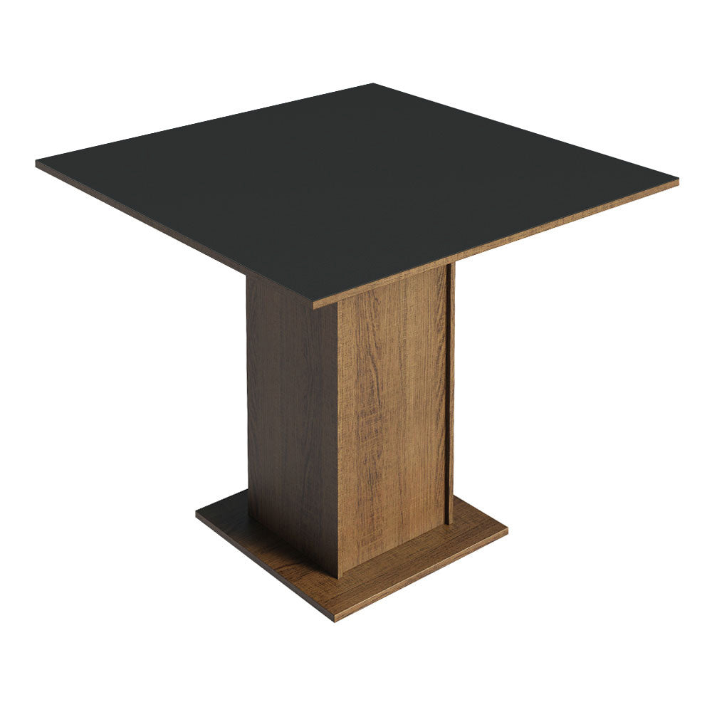 Mesa de Comedor Cuadrada 4 Puestos de Madera Marrón/Negro Madesa