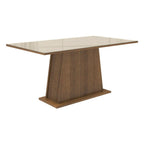 Mesa de Comedor Rectangular 6 Puestos con Tablero de Madera y Cristal Marrón/Crema Madesa