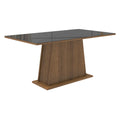 Mesa de Comedor Rectangular 6 Puestos con Tablero de Madera y Cristal Marrón/Negro Madesa
