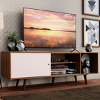 Centro de Entretenimiento Mesa para TV Dubai Hasta 65 Pulgadas Marrón/Blanco (Patas Marrón)