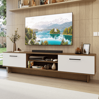 Centro de Entretenimiento Mesa para TV Agata 218 cm Hasta 80 Pulgadas Marrón/Blanco Madesa