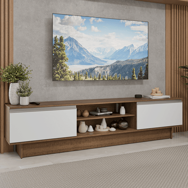 Centro de Entretenimiento Mesa para TV Glamy 218 cm Hasta 80 Pulgadas Marrón/Blanco Madesa