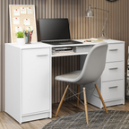 Escritorio de Oficina Alaska 137 cm 1 Puerta 3 Cajones Blanco Madesa