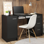 Escritorio de Oficina 136 cm Alaska 1 Puerta 3 Cajones Negro Madesa