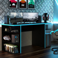 Escritorio Gamer Moderno para PC y Consola NegroAzul