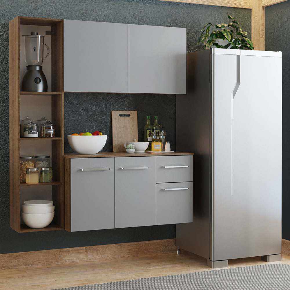 Cocina Compacta Elevada Easy 1.20 m con Encimera MarrónGris